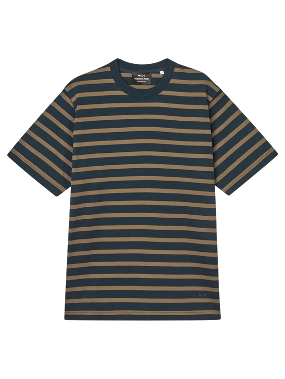 Mads Nørgaard Cotton Jersey Stripe Frode Tee - Sky Captain/Tarmac